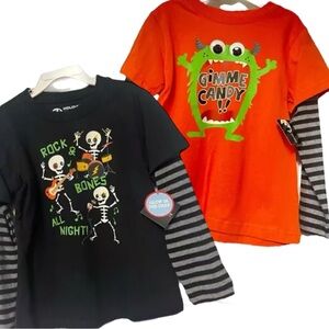 NWT! 🎃 SET OF 2 HALLOWEEN Toddler Boys / Kids 4T Long Sleeve Shirts